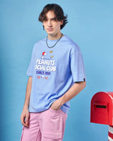 Men's Blue Hang in Around Graphic Printed Oversized Tshirt