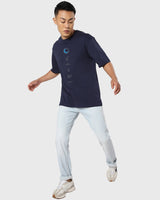 Men's Blue Marvel Moon Knight Graphic Printed Oversized Tshirt