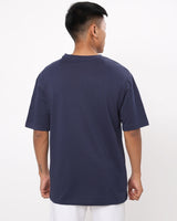 Men's Blue Casual Oversized Fit Printed Half Sleeves Tshirt