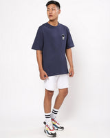 Men's Blue Casual Oversized Fit Printed Half Sleeves Tshirt
