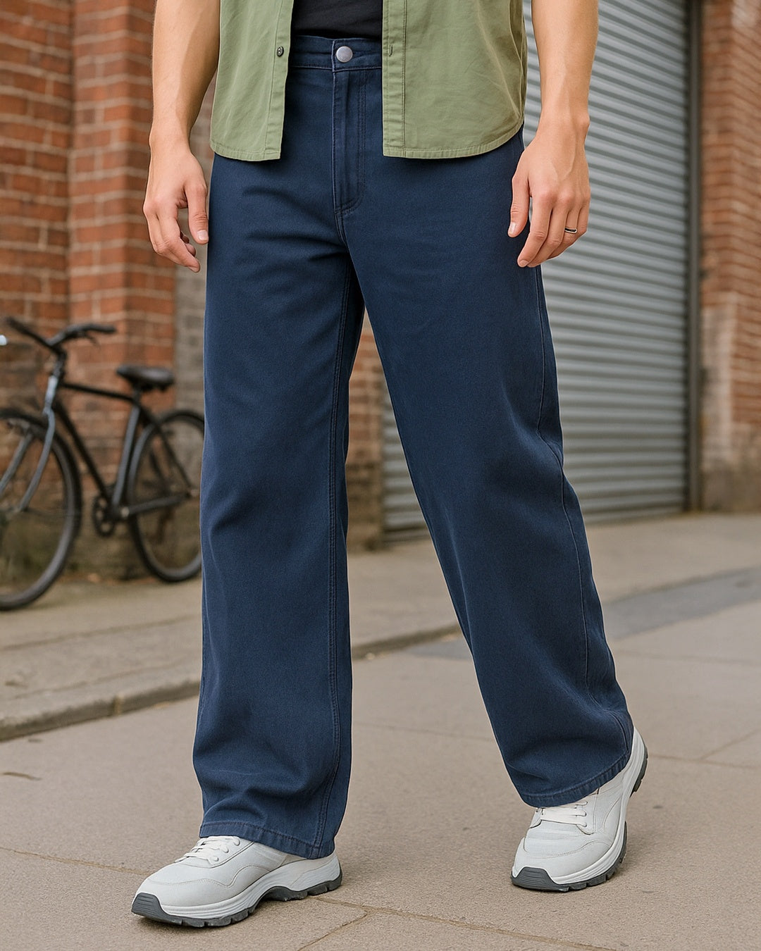 Men's Blue Super Baggy Fit Mid-Rise Jeans
