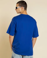 Men's Blue Swag Raja Graphic Printed Oversized Tshirt