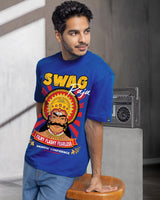 Men's Blue Swag Raja Graphic Printed Oversized Tshirt
