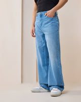 Men's Blue Super Baggy Fit Mid-Rise Jeans