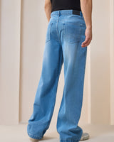Men's Blue Super Baggy Fit Mid-Rise Jeans