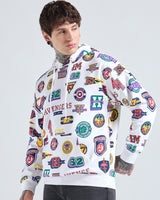 Men's Bright White Heavy Duty 1.0 Official Marvel All Over Printed Oversized Full Sleeves Hoodie