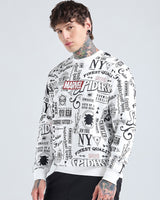 Men's Bright White Heavy Duty 1.0 Official Marvel  All Over Printed Oversized Full Sleeves Sweatshirt