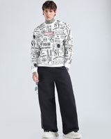 Men's Bright White Heavy Duty 1.0 Official Marvel  All Over Printed Oversized Full Sleeves Sweatshirt