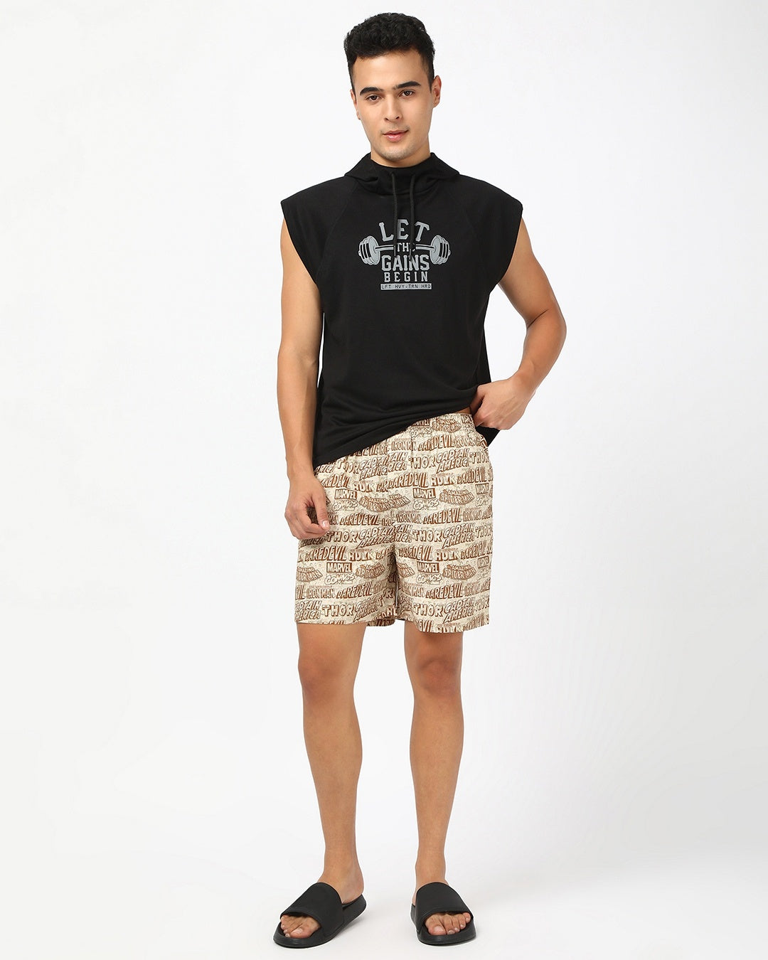 Men's Brown Avengers All Over Printed Lounge Wear Boxer