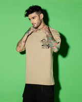 Men's Brown Slay Together Graphic Printed Oversized Tshirt