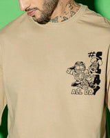 Men's Brown Slay Together Graphic Printed Oversized Tshirt