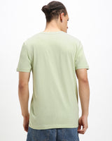 Men's Green Casual Printed Half Sleeves Tshirt