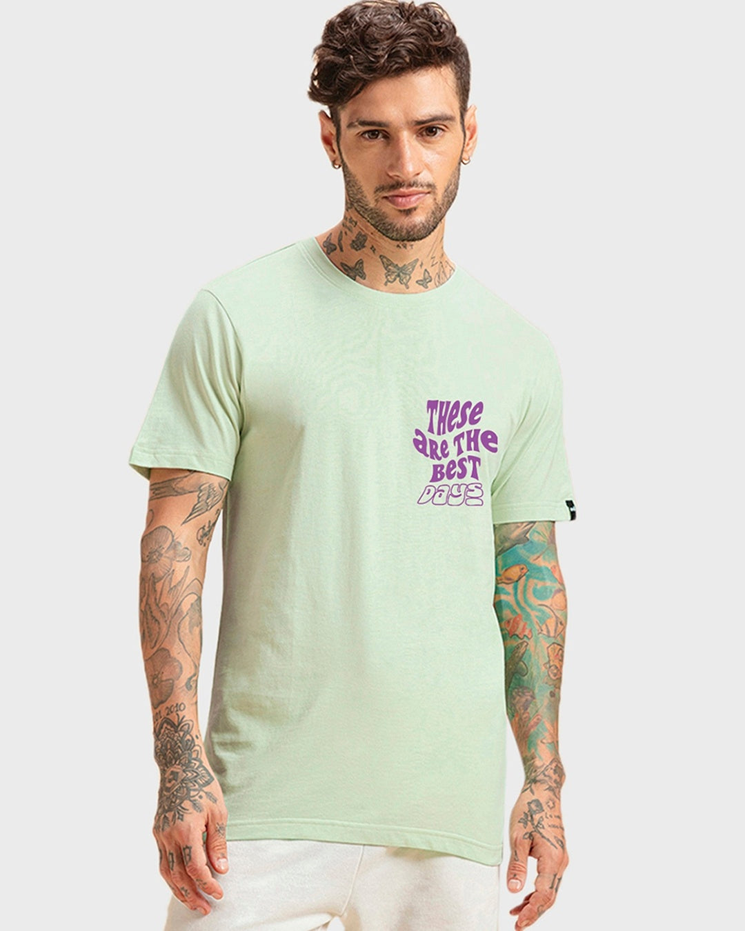 Men's Green Best Buds Graphic Printed Tshirt