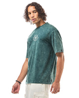Men's Green Loki Graphic Printed Oversized FIt Acid Wash Tshirt