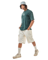 Men's Green Loki Graphic Printed Oversized FIt Acid Wash Tshirt