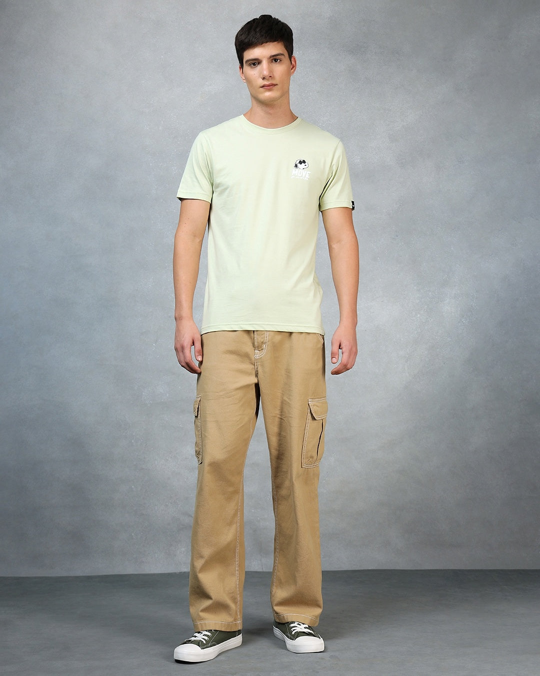 Men's Green Casual Regular Fit Printed Half Sleeves Tshirt