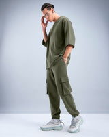 Men's Green Casual Solid Cargo