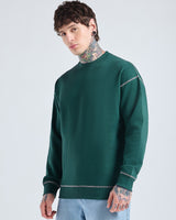 Men's Green Heavy Duty 1.0 Oversized Full Sleeves Sweatshirt