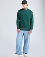 Men's Green Heavy Duty 1.0 Oversized Full Sleeves Sweatshirt