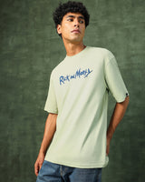 Men's Green Stoned Rick & Morty Graphic Printed Oversized Tshirt