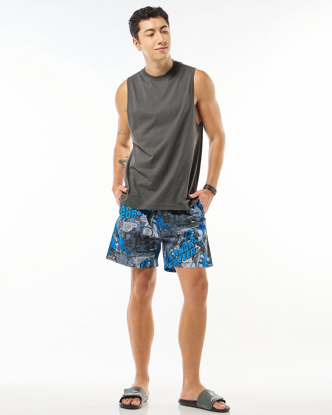 Men's Grey Casual Regular Fit Printed Boxer