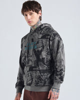 Men's Grey Official Marvel All Over Printed Oversized Full Sleeves Hoodie