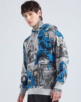 Men's Grey Official Marvel All Over Printed Oversized Full Sleeves Hoodie