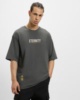Men's Grey Eternity Graphic Printed Oversized FIt Tshirt