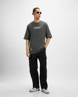 Men's Grey Eternity Graphic Printed Oversized FIt Tshirt