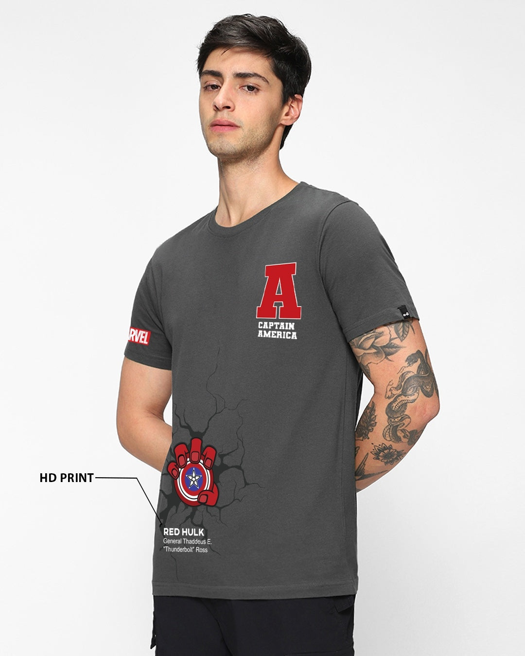 Men's Grey Hulk Graphic Printed Tshirt