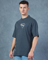 Men's Grey Half Sleeves Oversized Fit Tshirt