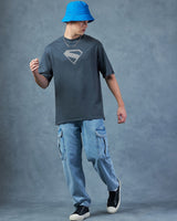 Men's Grey Half Sleeves Oversized Fit Tshirt