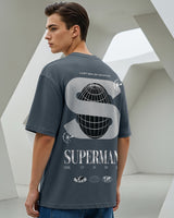 Men's Grey Half Sleeves Oversized Fit Tshirt
