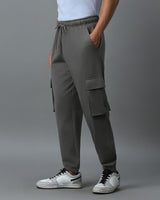 Men's Grey Casual Solid Cargo