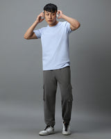 Men's Grey Casual Solid Cargo