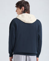 Men's Navy Blue & Beige Oversized Full Sleeves Hoodie