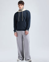 Men's Navy Blue & Beige Oversized Full Sleeves Hoodie