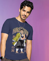 Men's Navy Blue Stone Hashira Graphic Printed Tshirt