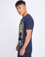 Men's Navy Blue Stone Hashira Graphic Printed Tshirt
