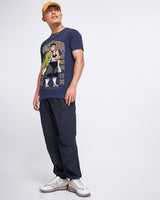 Men's Navy Blue Stone Hashira Graphic Printed Tshirt