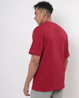 Men's Red Friendly Neighbour Graphic Printed Oversized Tshirt