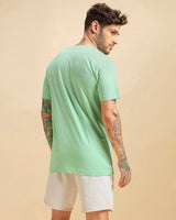 Men's Green Casual Regular Fit Solid Half Sleeves Tshirt