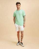 Men's Green Casual Regular Fit Solid Half Sleeves Tshirt