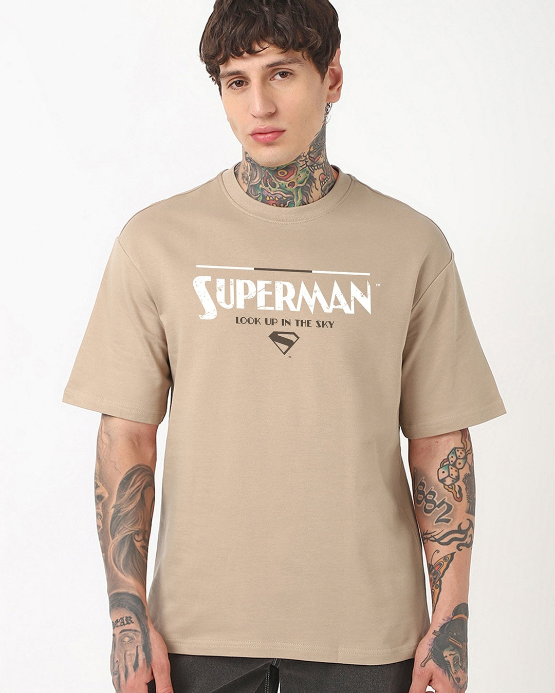 Men's Brown Half Sleeves Oversized Fit Tshirt