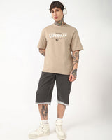 Men's Brown Half Sleeves Oversized Fit Tshirt