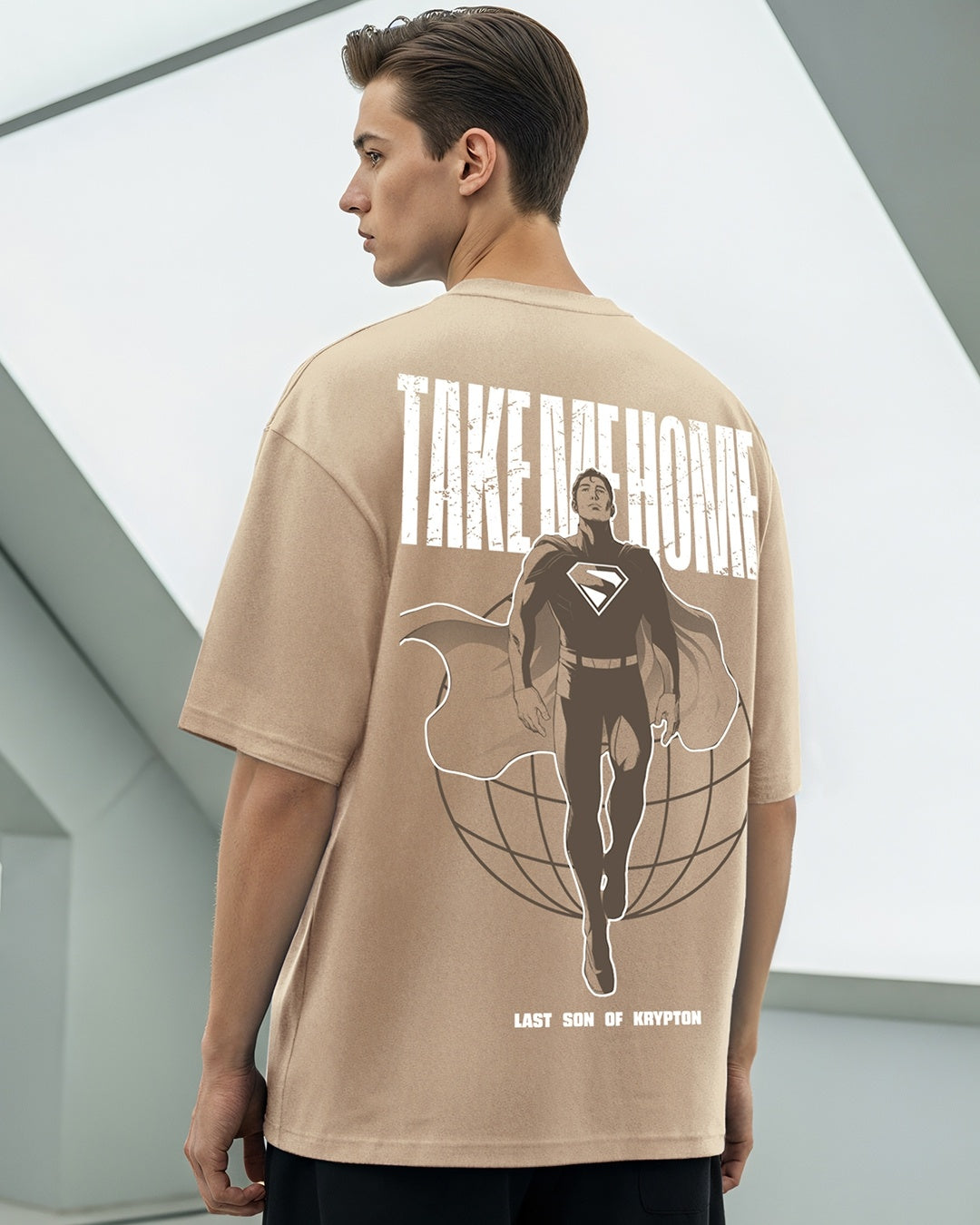 Men's Brown Half Sleeves Oversized Fit Tshirt