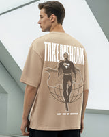 Men's Brown Half Sleeves Oversized Fit Tshirt