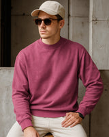 Men's Tibetan Red Oversized Acid Wash Full Sleeves Sweatshirt