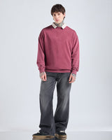 Men's Tibetan Red Oversized Acid Wash Full Sleeves Sweatshirt