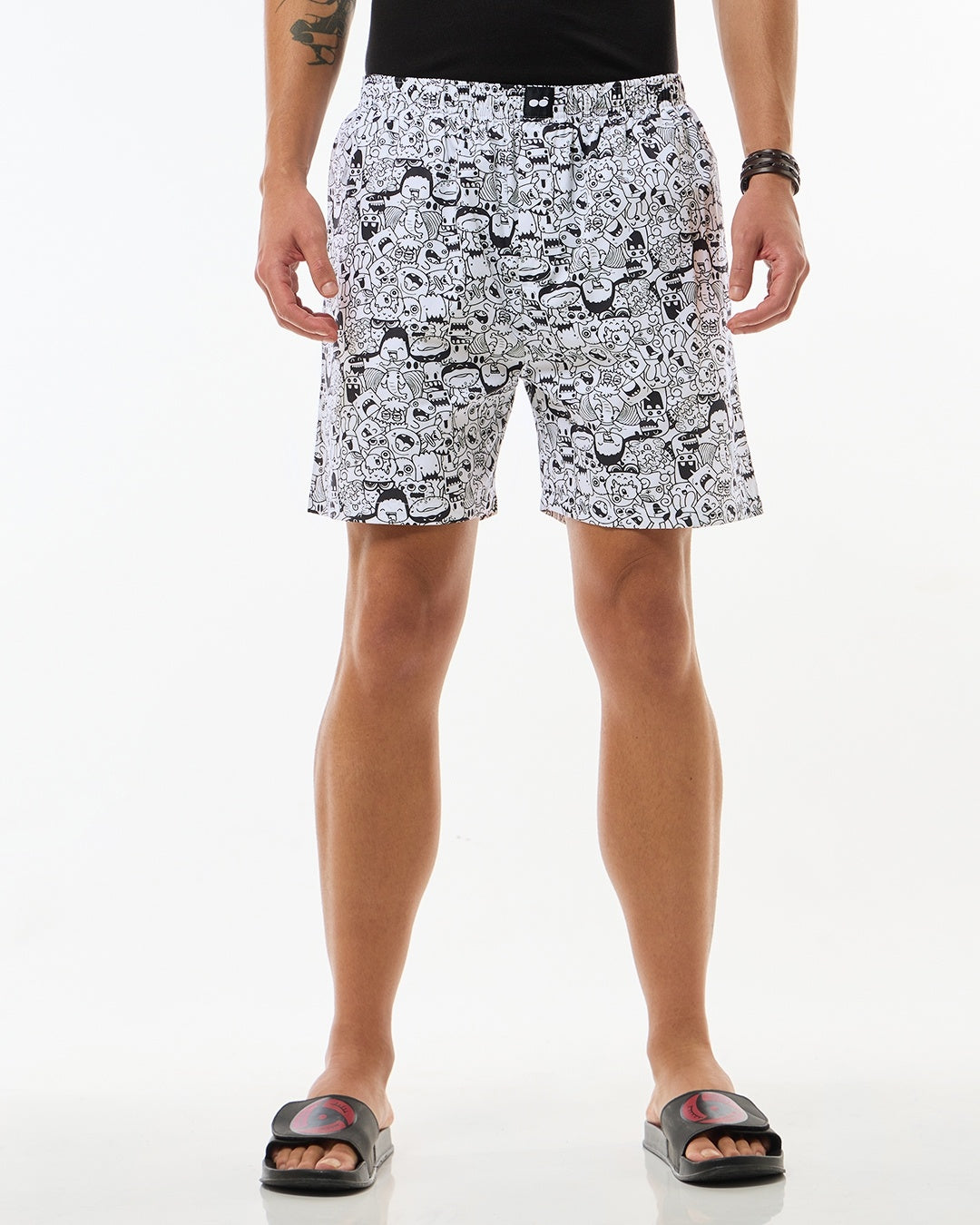 Men's White Casual Regular Fit Printed Boxer